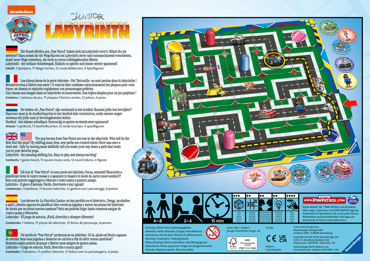 Ravensburger Board Game Junior Labyrinth PAW Patrol 20799U