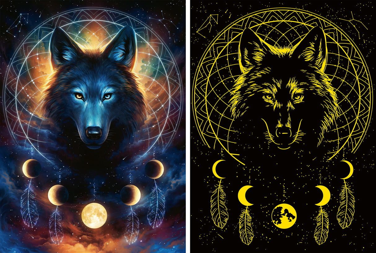 Ravensburger Glow In The Dark Puzzle 500 Pieces: Lunar Wolf 12000442V