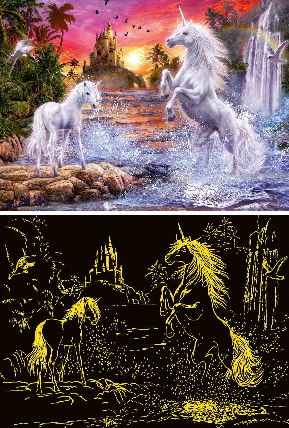 Ravensburger Glow In The Dark Puzzle 500 Pieces: Unicorns at the River 12000471V