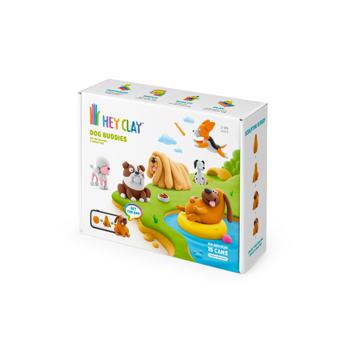 HEY CLAY Modeling Clay 15 Pieces: Dog Buddies 15030E