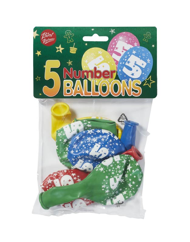 Bini Number 5 Balloons, 5 Pieces 80506-5H