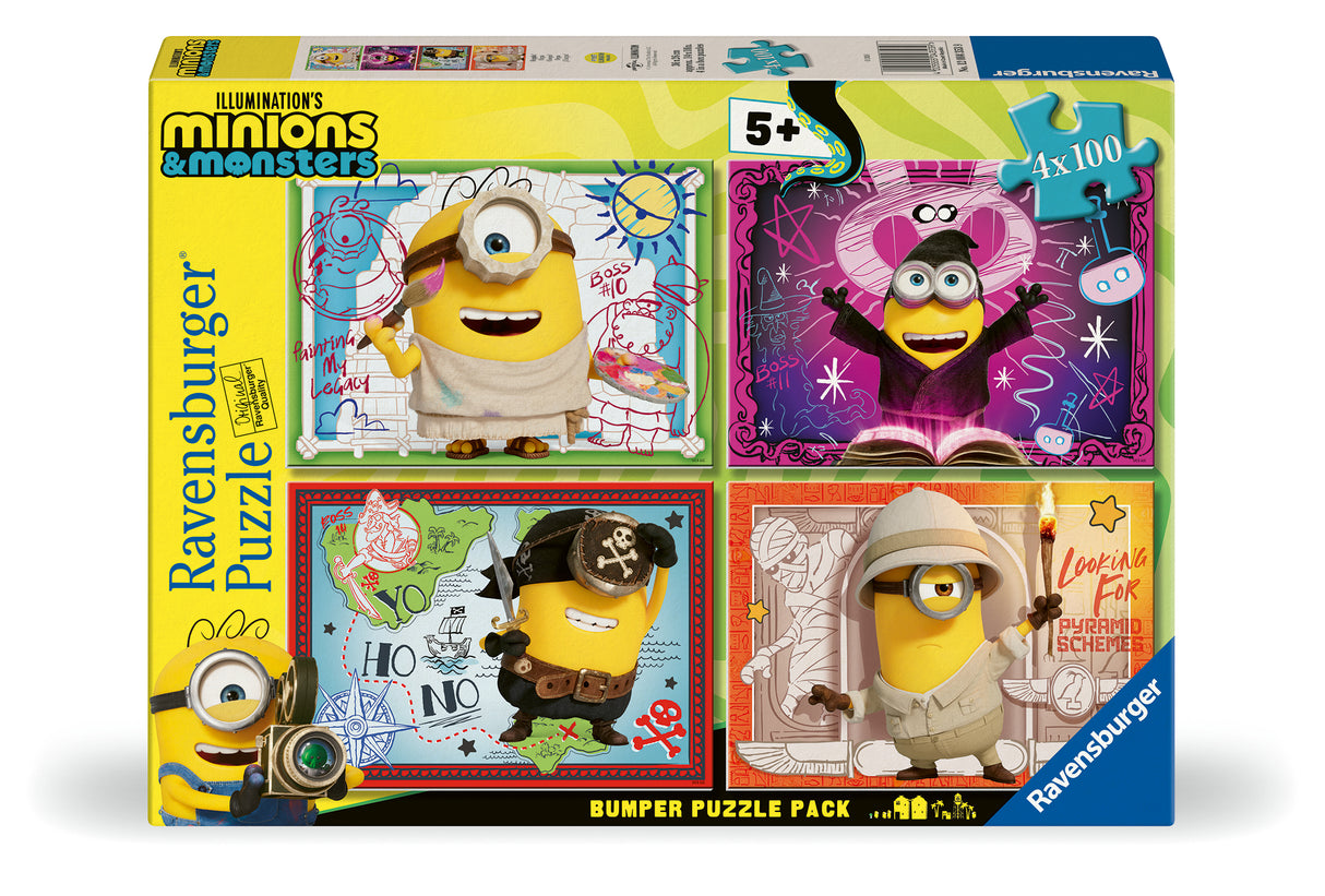 Ravensburger Puzzle 4x100 Pieces: Minions & Monsters Movie - Ooops 12004353V