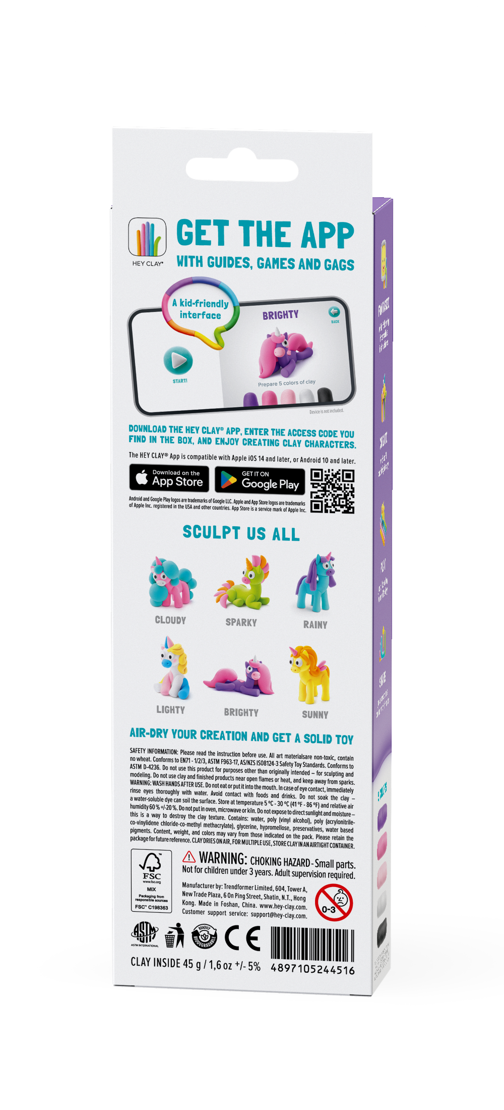 HEY CLAY Modeling Clay Unicorn Brighty 3pc 30137E