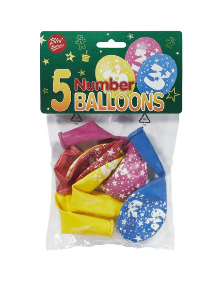 Bini Number 3 Balloons, 5 Pieces 80506-3H