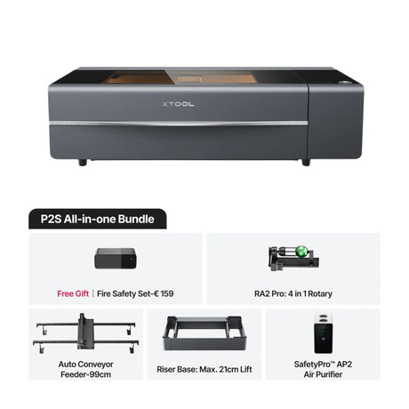 xTool P2S 55W Desktop CO2 Laser Cutter All-in-One Bundle, Class IV P1030634-AIO