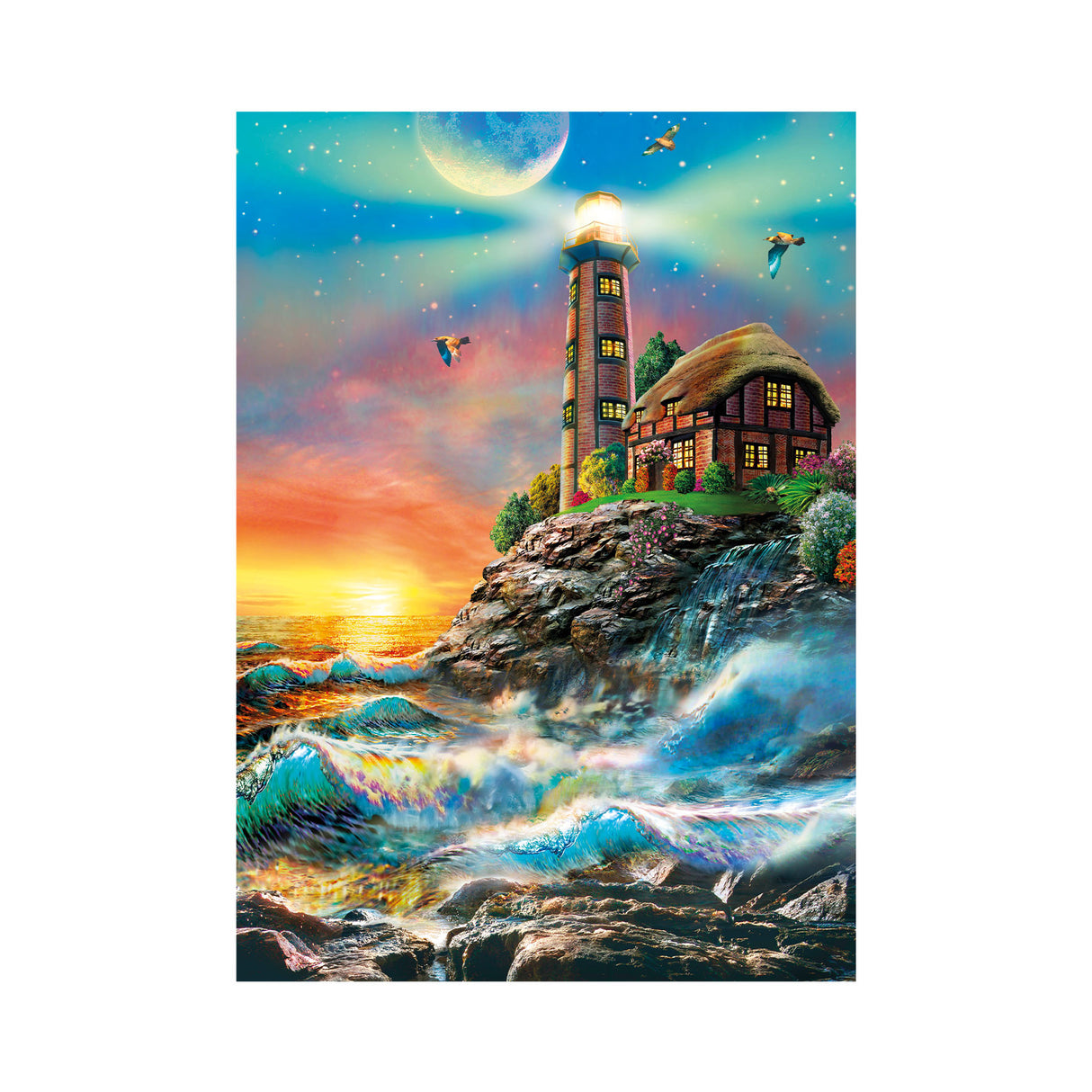 Dino Neon Puzzle 1000 pc Lighthouse on the island 54132D