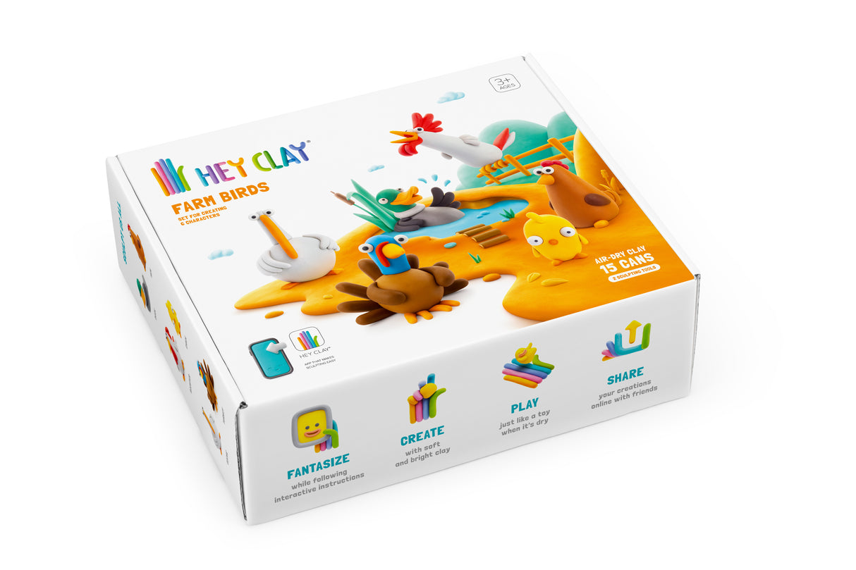 HEY CLAY Modeling Clay 15 Pieces: Farm Birds 15020E