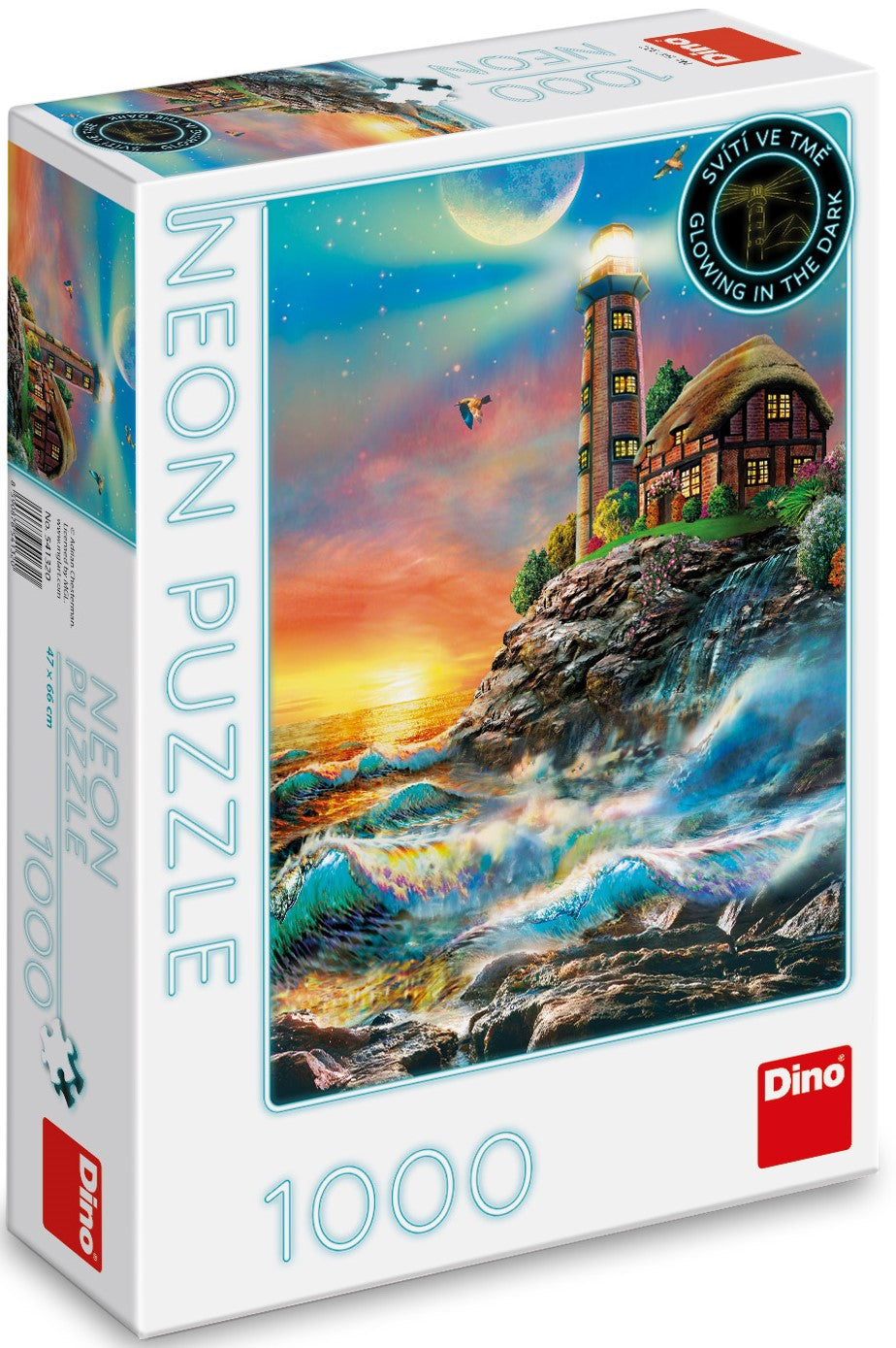 Dino Neon Puzzle 1000 pc Lighthouse on the island 54132D