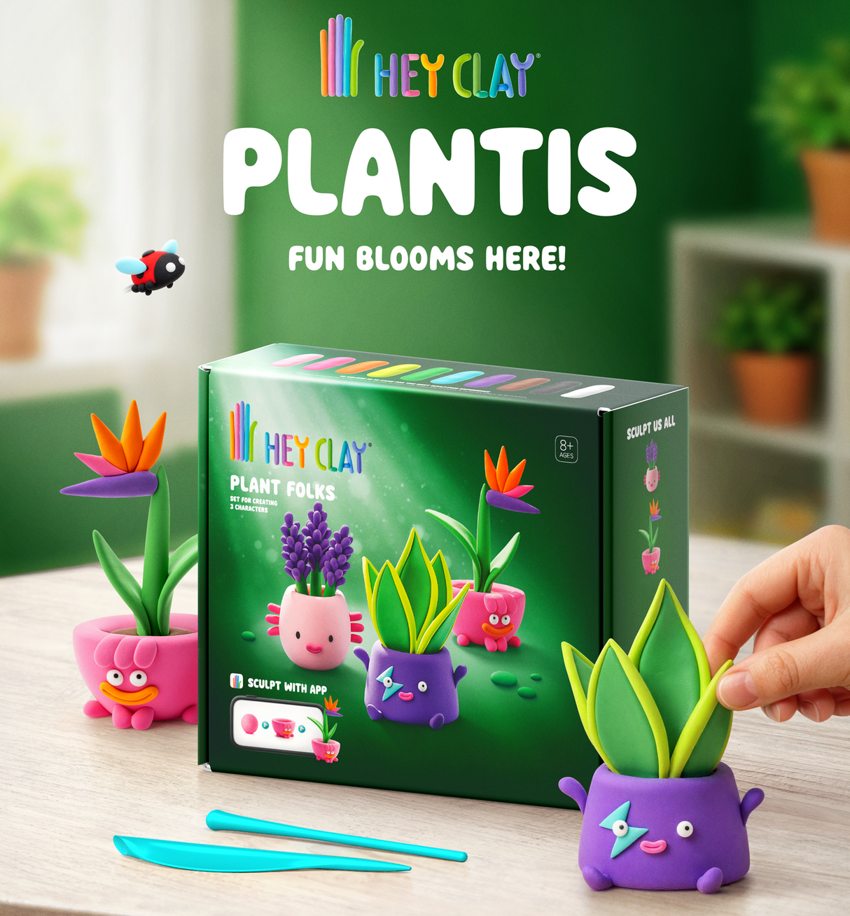 HEY CLAY Modeling Clay 15 Pieces: Plant Folks 15033E