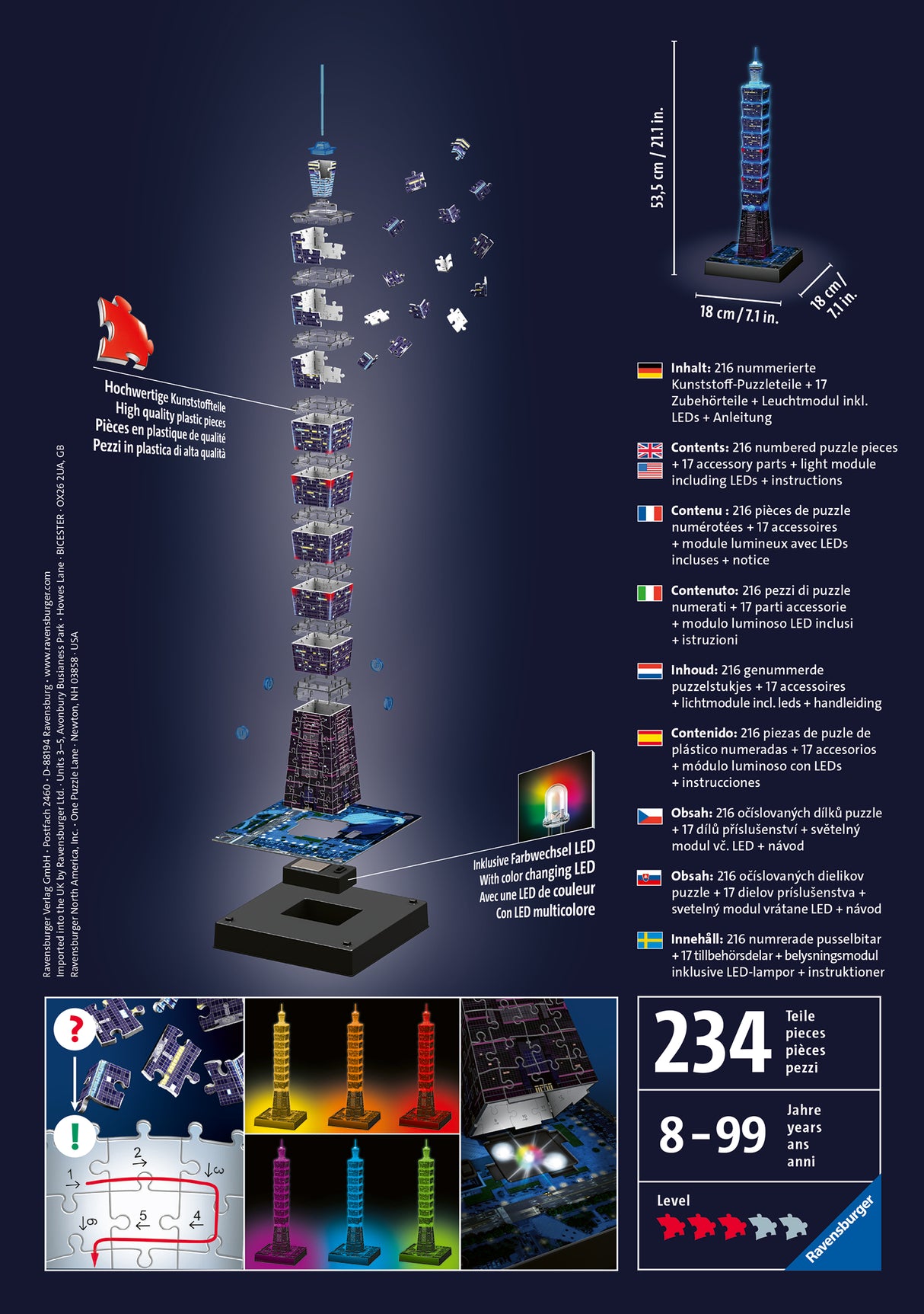 Ravensburger 3D Puzzle Taipei Tower , Night Edition   111497V