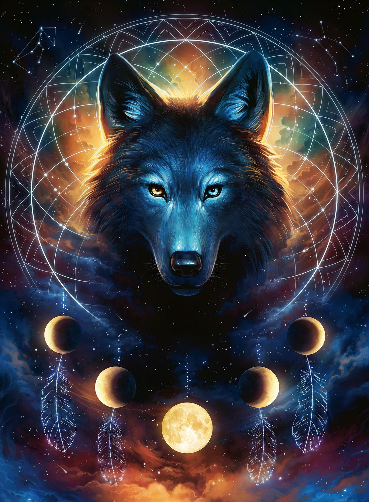 Ravensburger Glow In The Dark Puzzle 500 Pieces: Lunar Wolf 12000442V