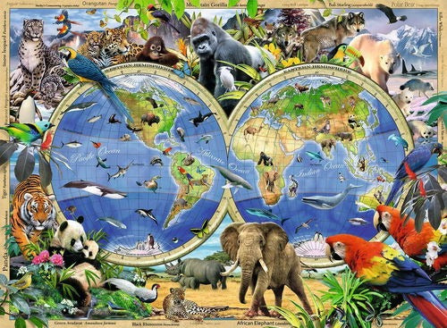 Ravensburger Puzzle 300 pc World Atlas with Animals 131730V