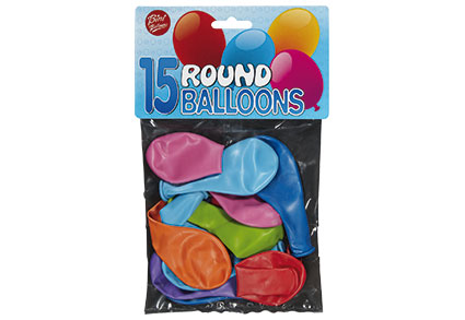 Bini Round Balloons, 15 Pieces  71501H