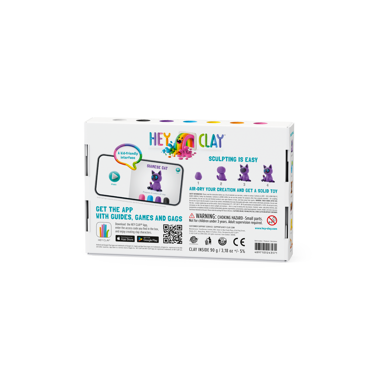 HEY CLAY Modeling Clay 6 pcs: Selection of Furry Animals 60046E