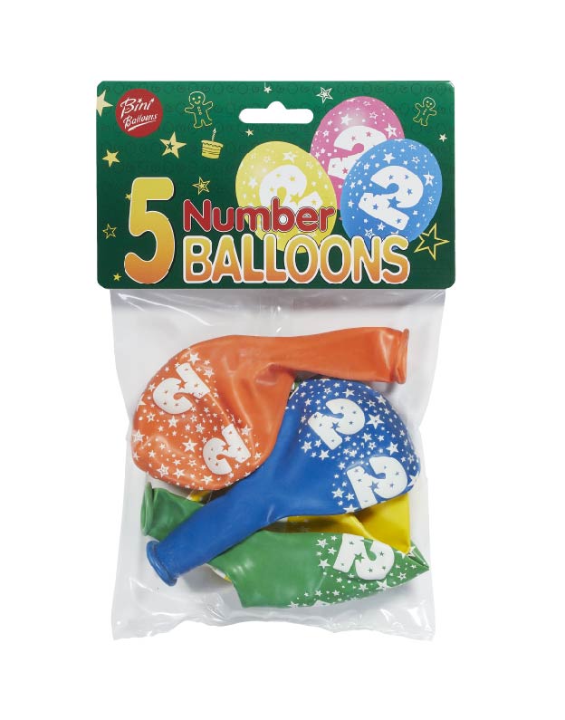 Bini Number 2 Balloons, 5 Pieces 80506-2H