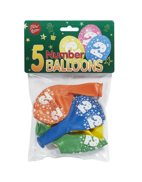 Bini Number 2 Balloons, 5 Pieces 80506-2H