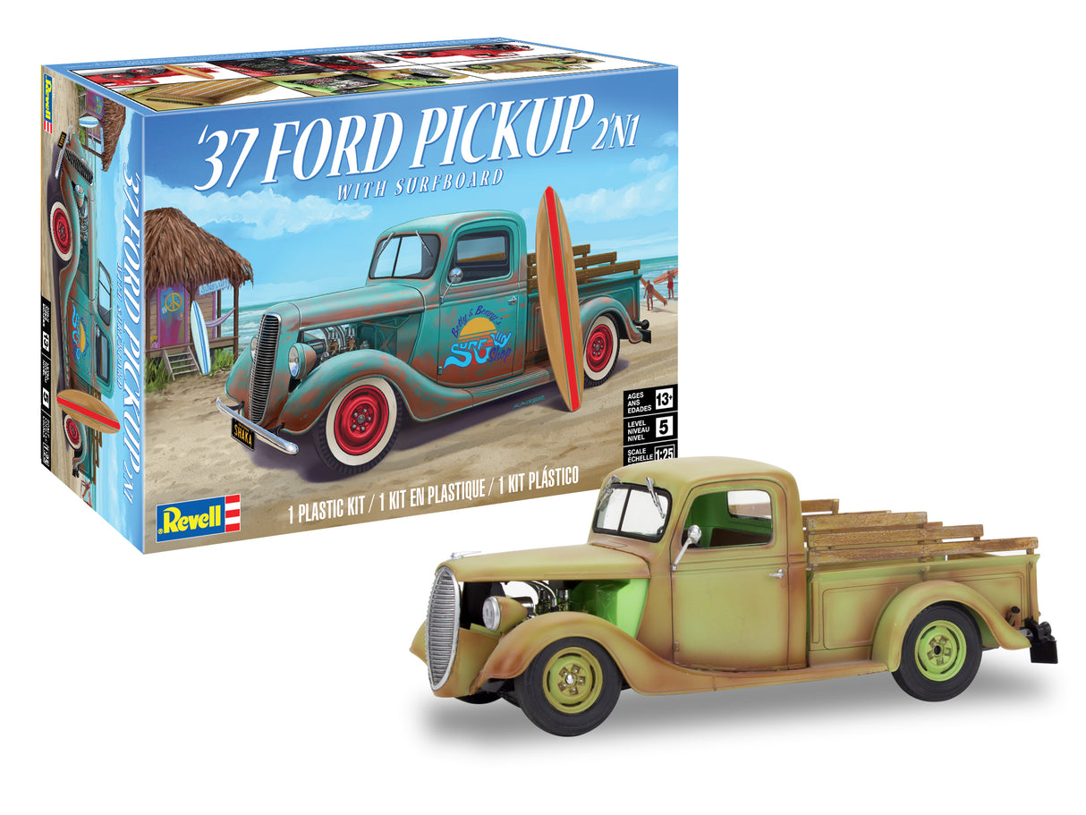 Revell Plastic Model 1937 Ford Pickup Street Rod with Surf Board 1:25 14516R