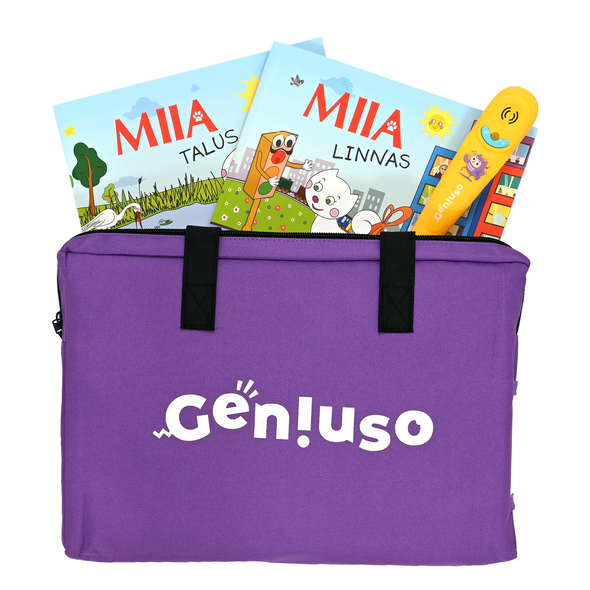 Geniuso MIIA põhikomplekt: pliiats, rääkivad raamatud "Talus" ja "Linnas" ning kandekott 634983G