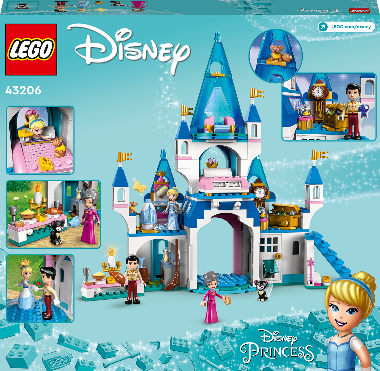 LEGO Disney Cinderella and Prince Charming's Castle 43206L