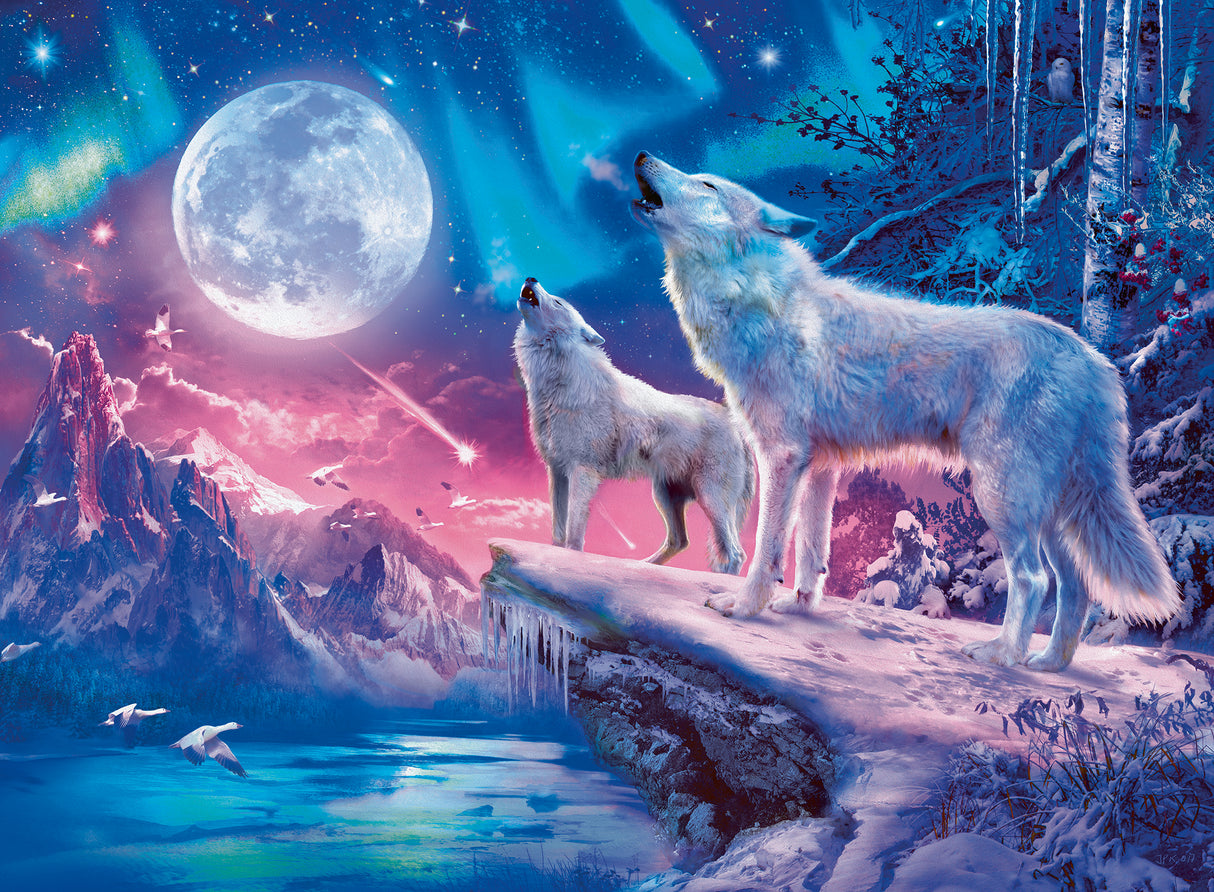 Ravensburger Glow In The Dark Puzzle 500 Pieces: Wolves In The Northern Lights 12000476V
