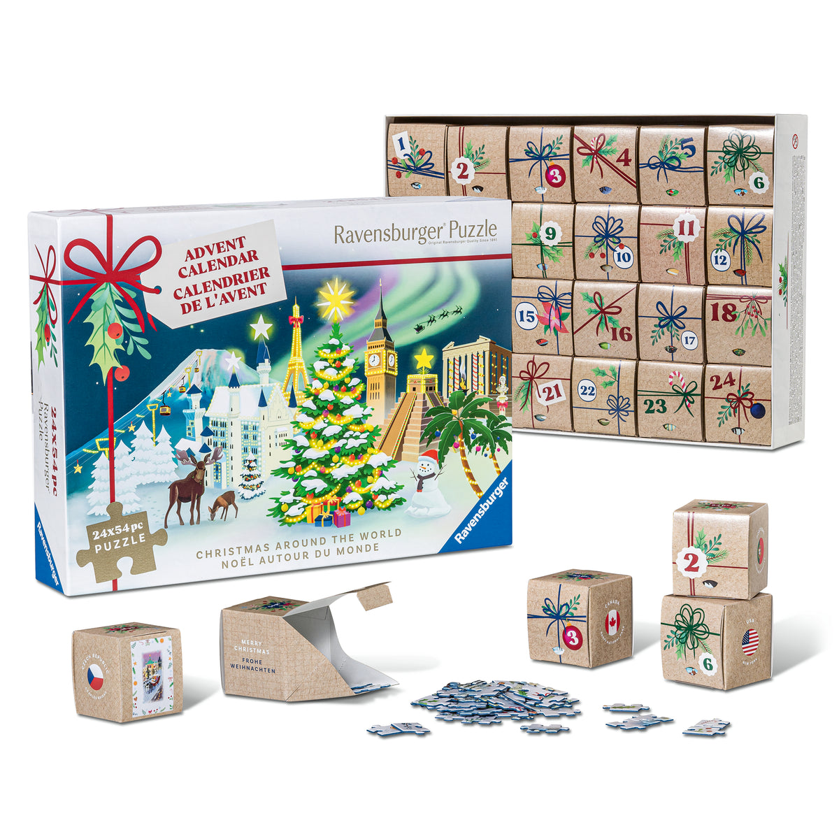 Ravensburger Puzzle Advent Calendar 24x54 Pieces: Christmas Around The World 12004246V