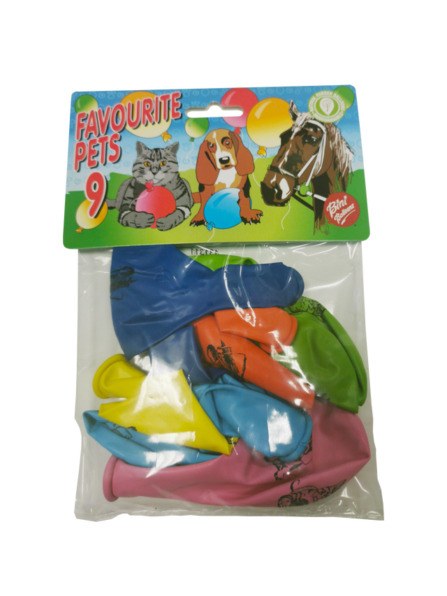 Bini Favourite Pets Balloons, 9 Pieces 80901H