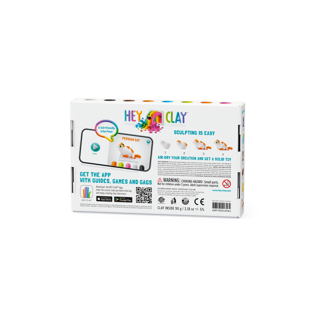 HEY CLAY Modeling Clay Furry Animals 6 pc 60045E