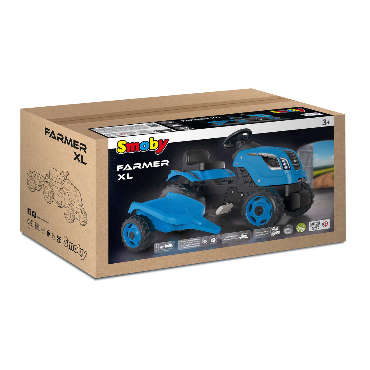 Smoby Traktor Blue Farmer XL with a Trolley 710129S