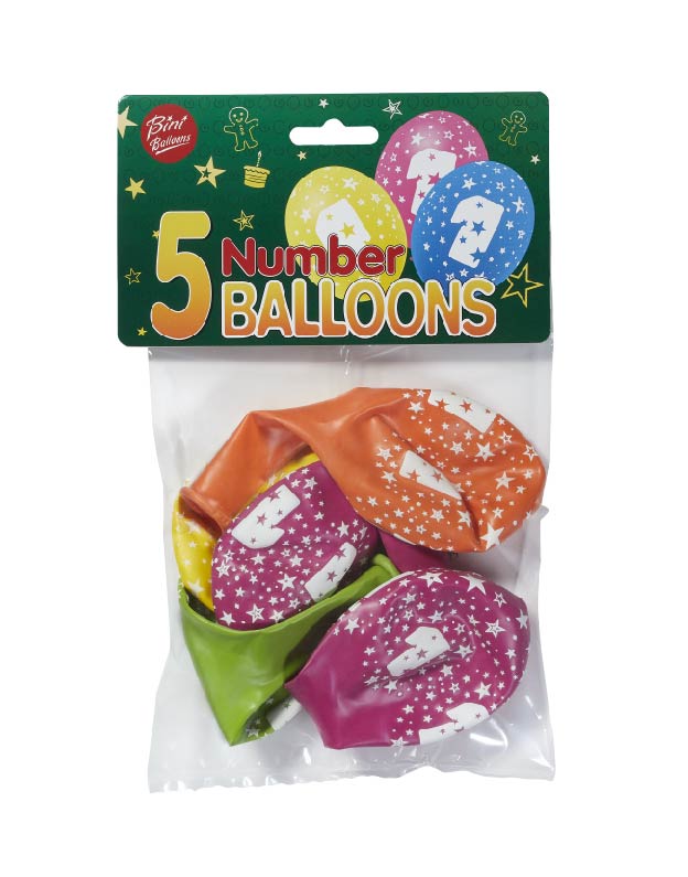 Bini Number 1 Balloons, 5 Pieces 80506-1H