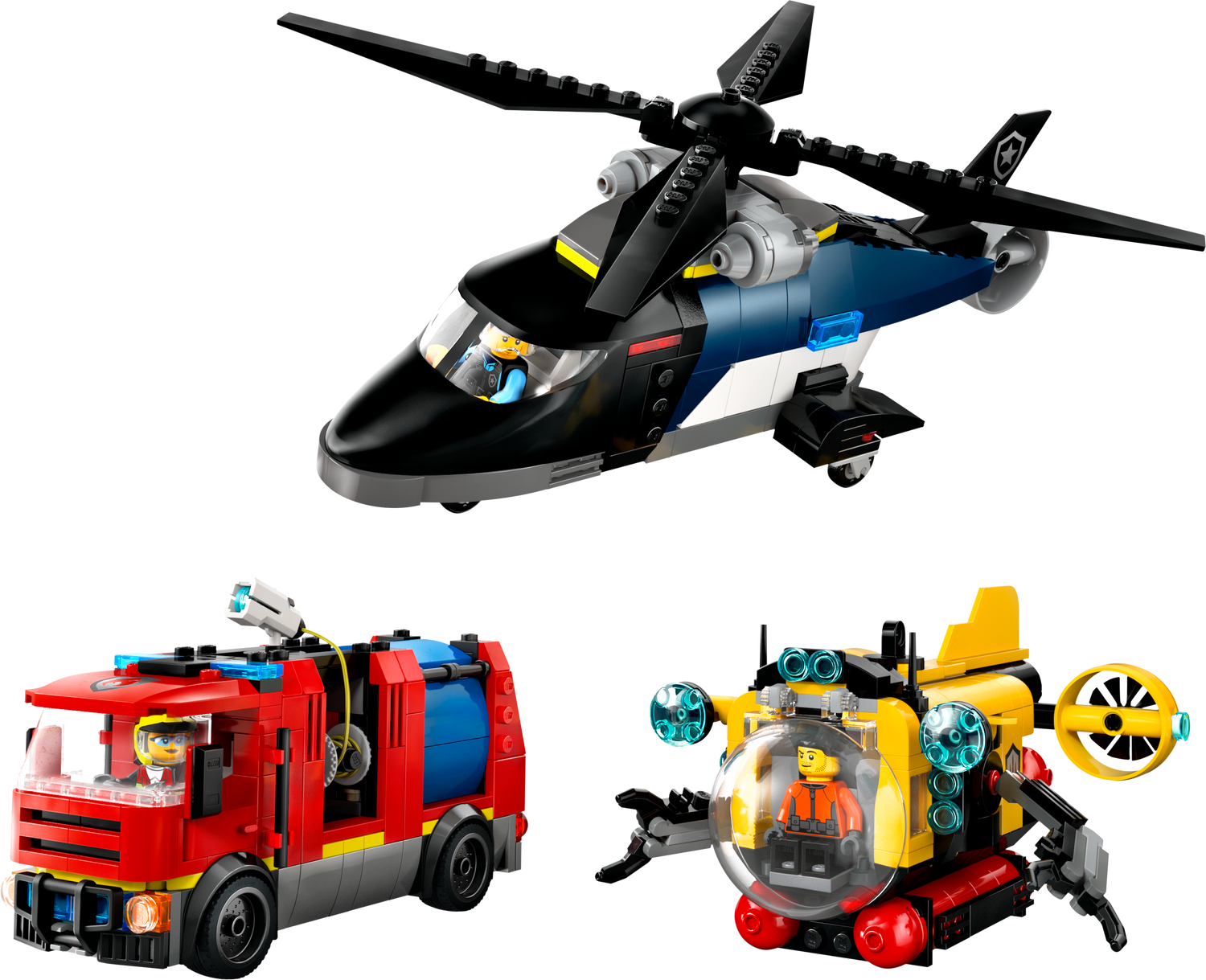 LEGO City Helicopter, Fire Engine & Submarine Remix 60462L