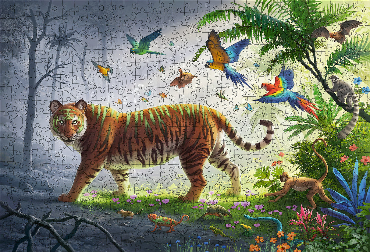 Ravensburger Wooden Puzzle 500 pc Tiger in the Jungle 175147V