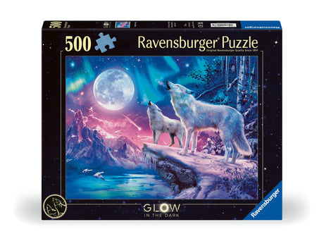 Ravensburger Glow In The Dark Puzzle 500 Pieces: Wolves In The Northern Lights 12000476V