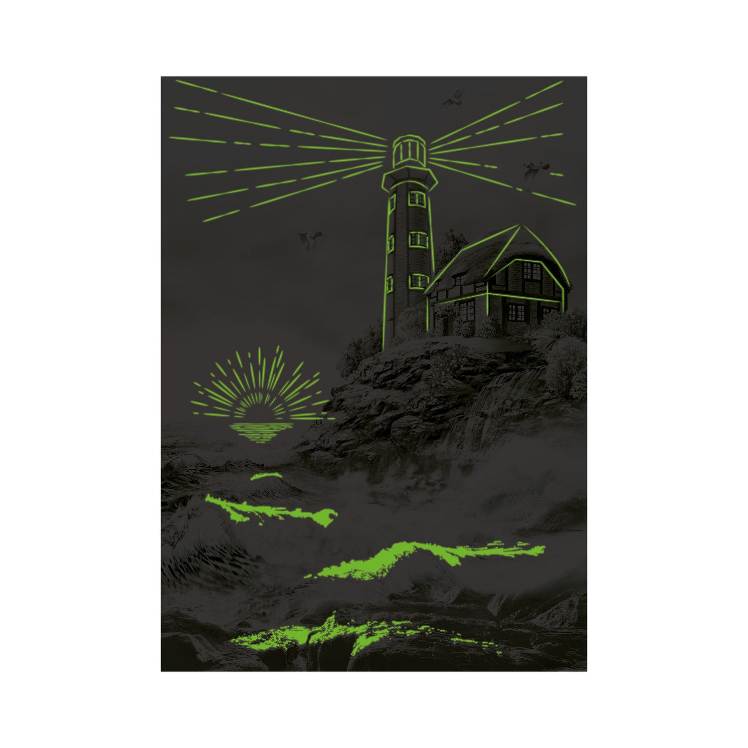 Dino Neon Puzzle 1000 pc Lighthouse on the island 54132D