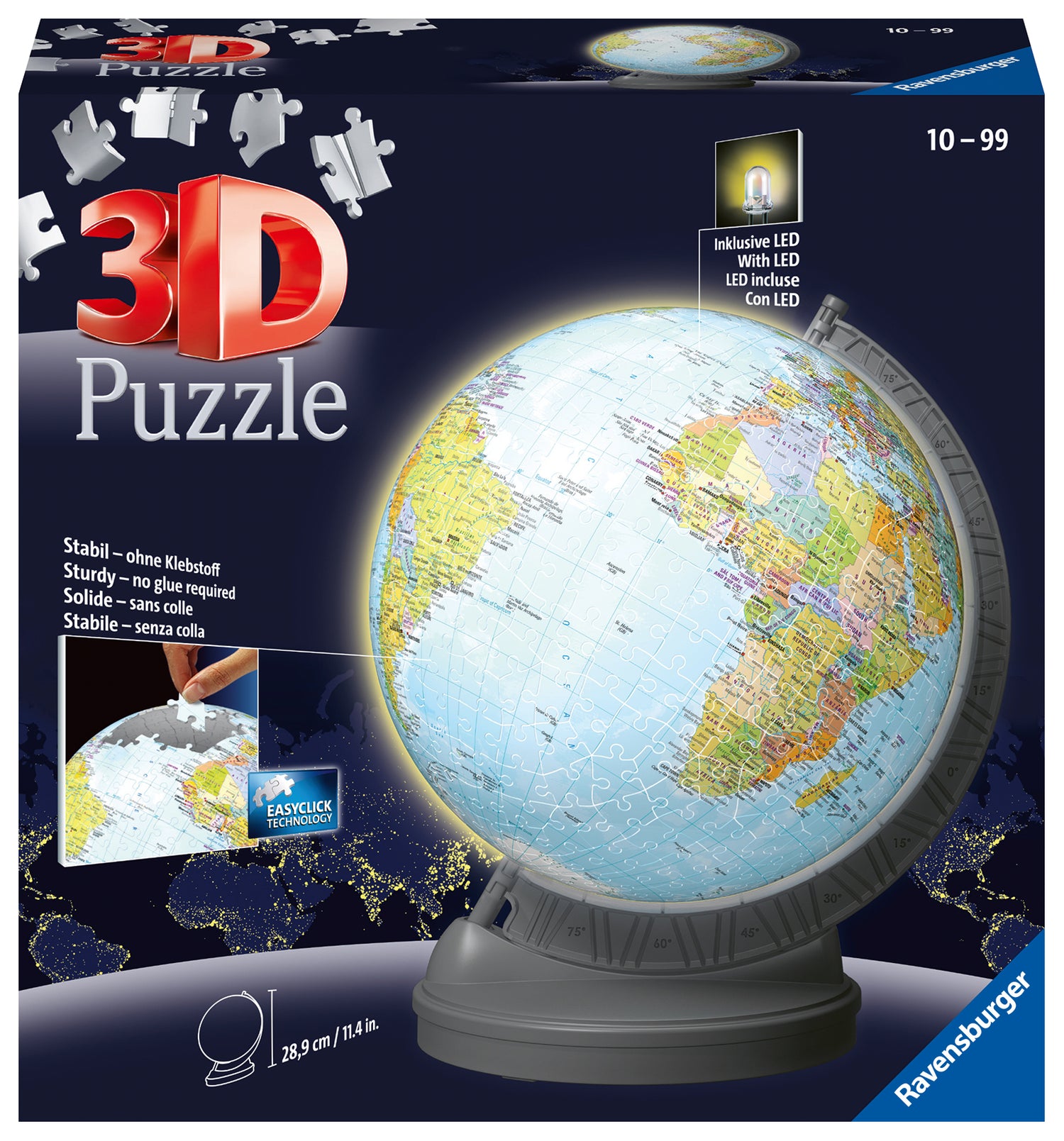 Ravensburger 3D Puzzle Ball Globe with Lighting 540 pc 115495V