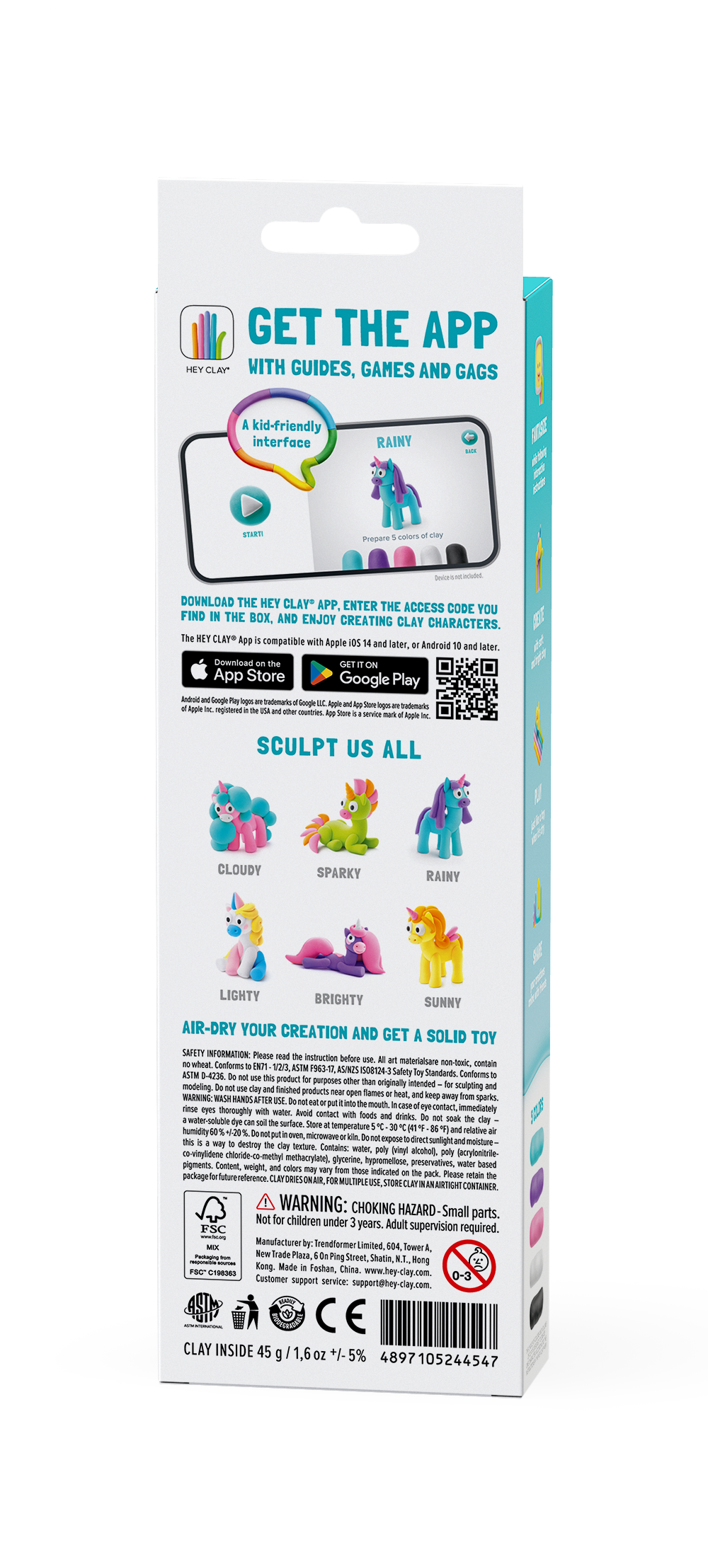 HEY CLAY Modeling Clay Unicorn Rainy 3 pc 30140E