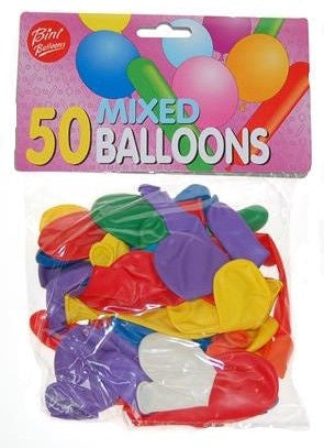 Bini Mixed Balloons, 50 Pieces 85001H
