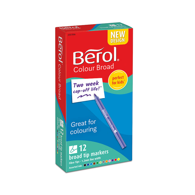 Berol Colour Broad Tipped Assorted Pens 12pk AR00938B