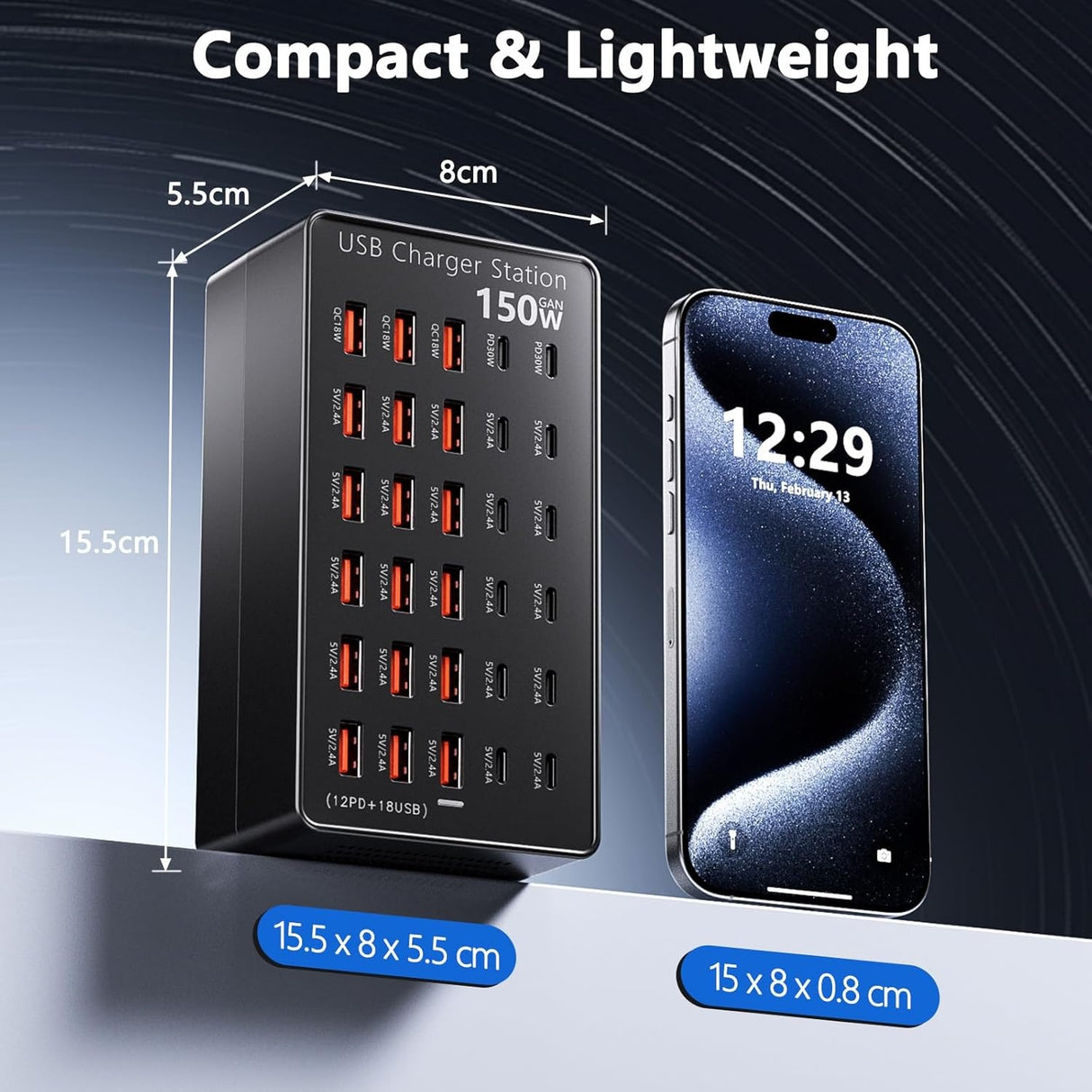 USB Charging Station 150W 30-Port USB-C and USB-A B0FLCH1WYC