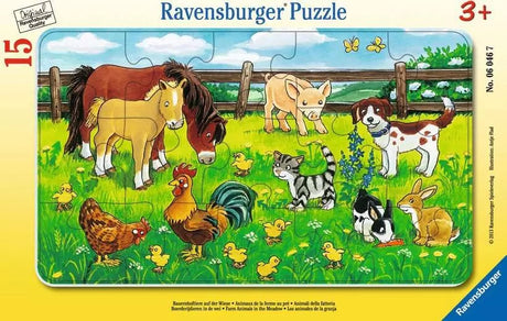 Ravensburger Frame Puzzle 15 pc Farm Animals in the Meadow 060467V