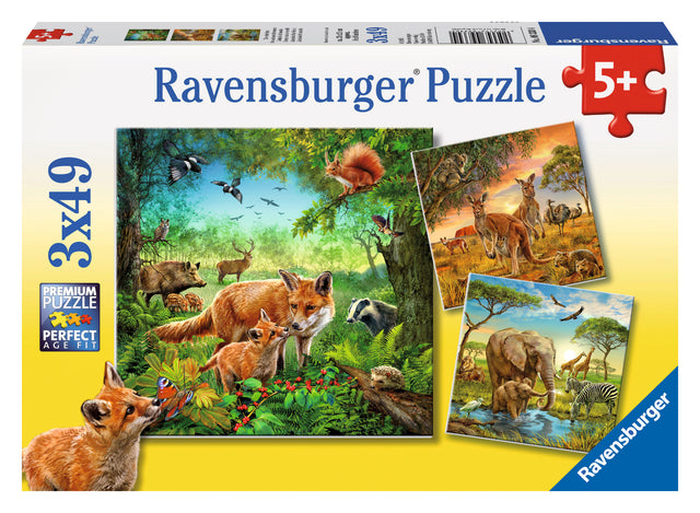 Ravensburger Puzzle 3x49 pc World Animals 093304V