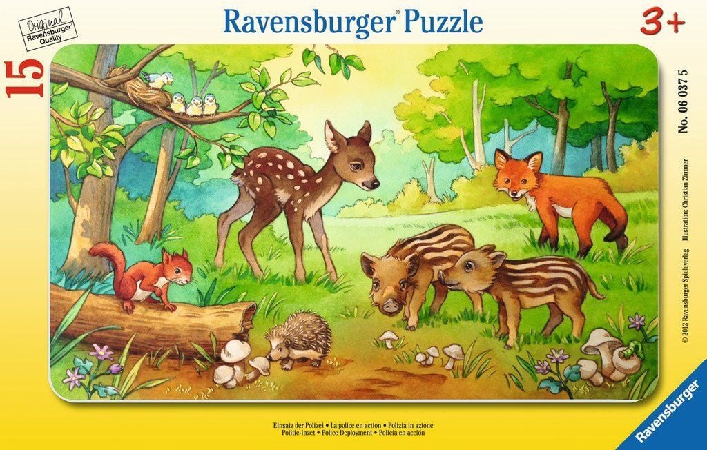 Ravensburger Small Frame Puzzle 15 pc Cute Wild Animals 063765V