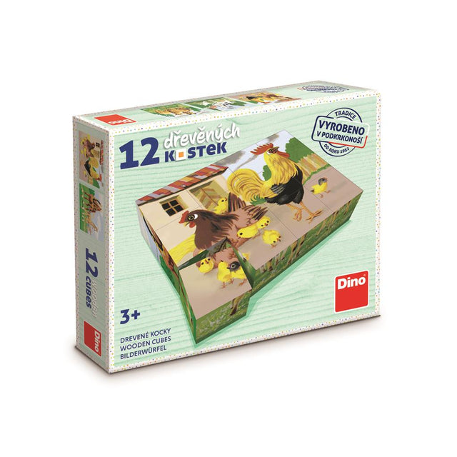 Dino Cube Puzzle 12 pc Domestic Animals  64141D