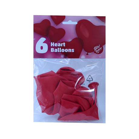 Bini Heart Balloons, 6 Pieces 80606H