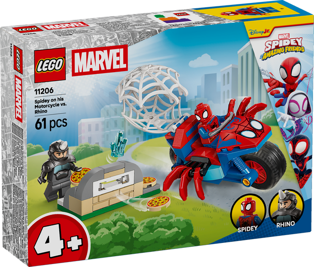 LEGO Spidey on his Motorcycle vs. Rhino 11206L
