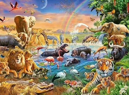 Ravensburger Puzzle 100 pc Savannah Jungle Waterhole 129102V