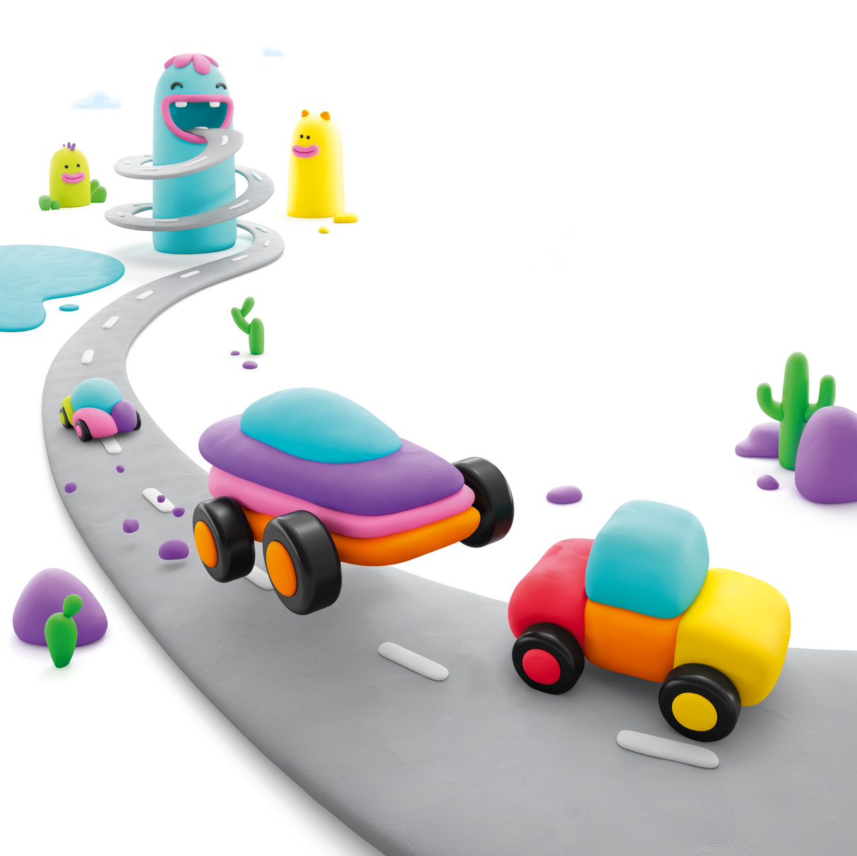 HEY CLAY Modeling Clay Happy Cars with Wheels 60902E