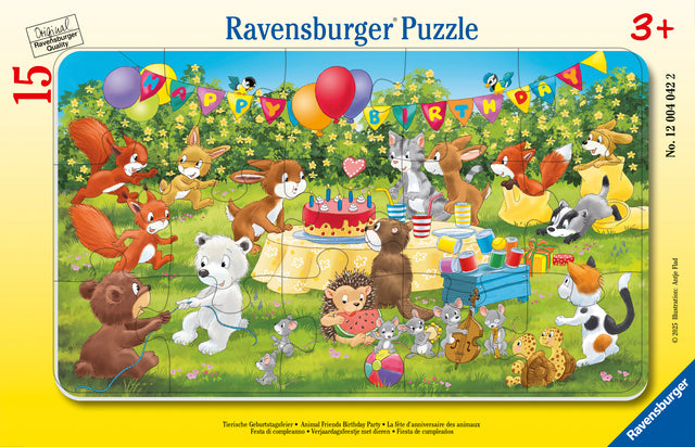 Ravensburger Frame Puzzle 15 Pieces: Animals' Birthday 12004042V