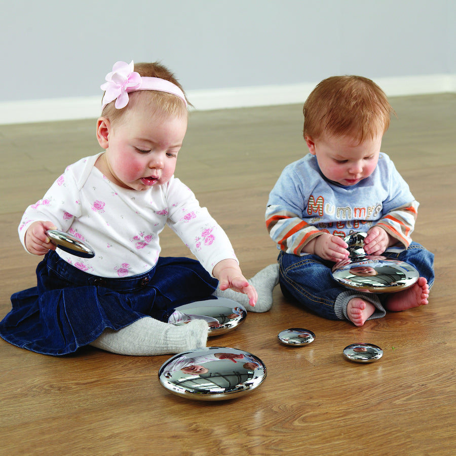 TTS Sensory Mirrored Stacking Pebbles 20pk - Silver EY04238B