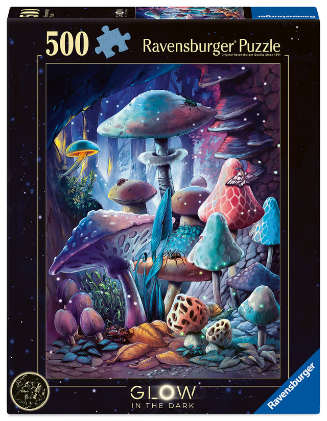 Ravensburger Glow In The Dark Puzzle 500 Pieces: Moonlight Mushrooms 12001386V