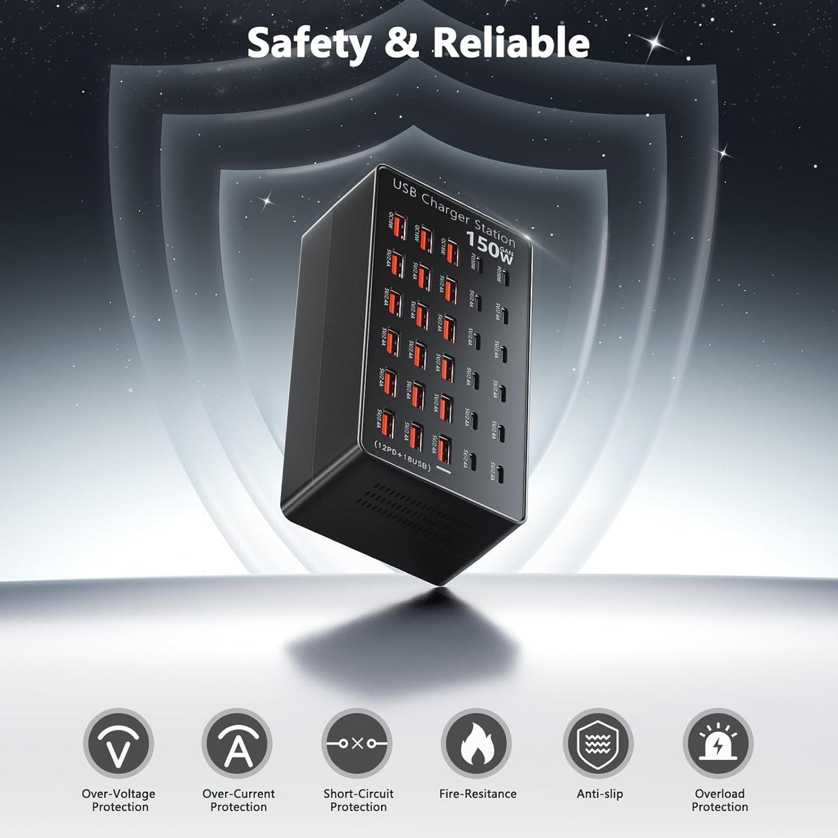 USB Charging Station 150W 30-Port USB-C and USB-A B0FLCH1WYC